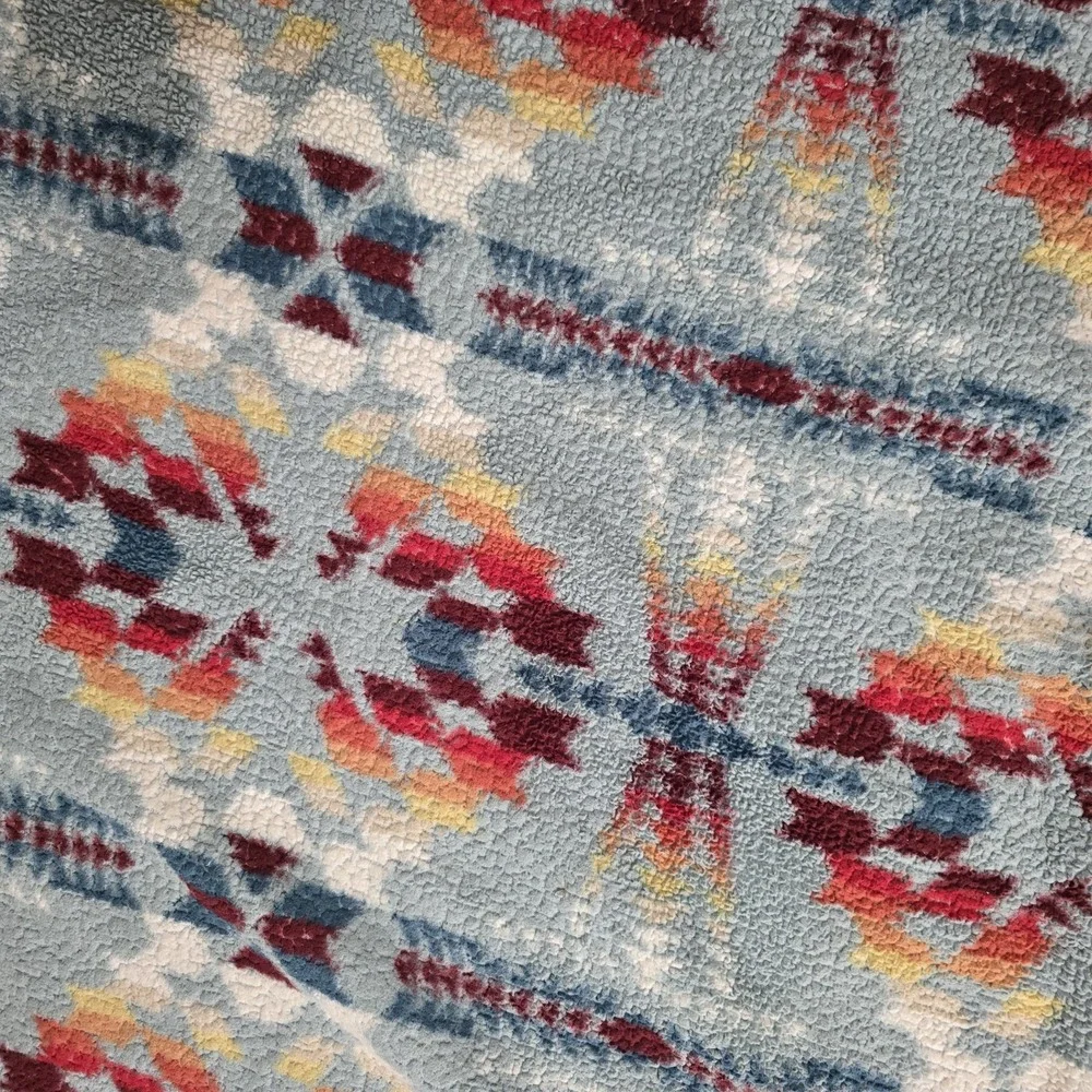 Pendleton Sherpa Fleece Blanket Legend Lake Aqua Blue Sky Aztec Southwest Queen
